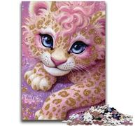 1000 Piece Jigsaw Puzzles for Adults Gifts Pink Leopard for Educational Game Challenge Toy Artists Collection, Fine Art 50x75cm