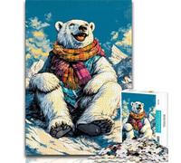 1000 Piece Jigsaw Puzzles for Adults Gifts Polar Bear Wearing A Scarf,learning Educational Toys Fun at Home Activities,Birthday Present,Travel Gifts 38x26cm