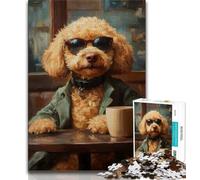 1000 Piece Jigsaw Puzzles for Adults Gifts Poodle Drinking Coffee 1000 Pieces for Adults,is Ideal As Gifts for The Whole Family Suitable for And 14 (size 38x26cm)