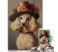 1000 Piece Jigsaw Puzzles for Adults Gifts Poodle Wearing Hat 1000 Pieces for Adults,Decompressing Intellectual Educational Toy Perfect Decoration 26x38cm