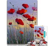 1000 Piece Jigsaw Puzzles for Adults Gifts Poppy Flower Oil Painting Teenager Puzzles,Family Educational Games Home Decoration Gift (size 38x26cm)