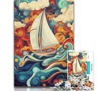 1000 Piece Jigsaw Puzzles for Adults Gifts Psychedelic Boat 1000 Pieces for Adults,Challenging Difficult Deal As Gifts for The Whole Family (size 75x50cm)