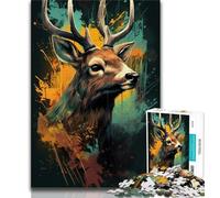 1000 Piece Jigsaw Puzzles for Adults Gifts Psychedelic Deer Puzzles for Teenagers,Quiz Game Wall Decoration Unique Birthday And Xmas Gifts 26x38cm