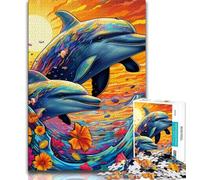 1000 Piece Jigsaw Puzzles for Adults Gifts Psychedelic Dolphin Puzzles for Adults,Educational Toy Funny Family Games Unique Home Decor (size 75x50cm)