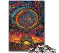 1000 Piece Jigsaw Puzzles for Adults Gifts Psychedelic Eiffel Game Toys Every Piece Is Unique - Challenging Family Fun Game 26x38cm