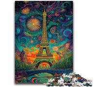 1000 Piece Jigsaw Puzzles for Adults Gifts Psychedelic Eiffel Suitable for Ages 14 And Up Suitable for Couples Gifts for Friends And Family 26x38cm
