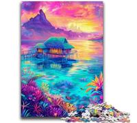 1000 Piece Jigsaw Puzzles for Adults Gifts Psychedelic Island for Age 14+ Challenging To Complete But Fun And Humorous Great Gifts And Toys 26x38cm