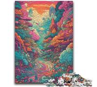 1000 Piece Jigsaw Puzzles for Adults Gifts Psychedelic Landscape Stress Reliever Staycation Kill Time with Matching Poster And Trivia Sheet 50x75cm