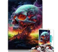 1000 Piece Jigsaw Puzzles for Adults Gifts Psychedelic Skull Teenager Puzzles,Artistic Wall Decor & Birthday Gift Idea for Friends, Home Office (size 75x50cm)