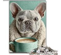 1000 Piece Jigsaw Puzzles for Adults Gifts Pug Drinking Coffee Learning Educational Toys Family Games Suitable for Desktop Decoration (size 50x75cm)