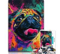 1000 Piece Jigsaw Puzzles for Adults Gifts Pug Oil Painting Adult Puzzles,Educational Stress Relief Toy Great Gifts And Toys (size 38x26cm)