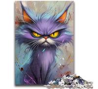 1000 Piece Jigsaw Puzzles for Adults Gifts Purple Cat Puzzles for Adults,Unique Birthday And Gifts for And Age 14 Years Up (26x38cm)