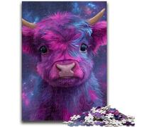 1000 Piece Jigsaw Puzzles for Adults Gifts Purple Highland Cow Learning Educational Toy for Is Ideal As A Gift for The Whole Family 50x75cm