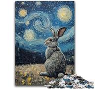 1000 Piece Jigsaw Puzzles for Adults Gifts Rabbit Under The Night Sky Game Toys Every Piece Is Unique - Challenging Family Fun Game 26x38cm