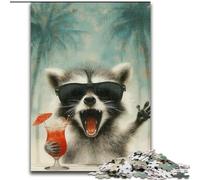 1000 Piece Jigsaw Puzzles for Adults Gifts Raccoon on Vacation Decompressing Intellectual Educational Toy Secret Santa Gifts 26x38cm