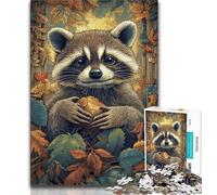 1000 Piece Jigsaw Puzzles for Adults Gifts Raccoons in Autumn Adult Puzzles,Fun Present & Activity for Home,Toy for Rainy Days 38x26cm