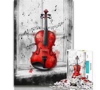 1000 Piece Jigsaw Puzzles for Adults Gifts Red Violin,Learning Educational Toys Family Games Suitable for Desktop Decoration (38x26cm)