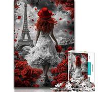 1000 Piece Jigsaw Puzzles for Adults Gifts Rose Eiffel,Learning Educational Toys Family Games Suitable for Desktop Decoration (38x26cm)