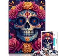 1000 Piece Jigsaw Puzzles for Adults Gifts Rose Skull,for Educational Game Challenge Toy Artists Collection,Fine Art (38x26cm)
