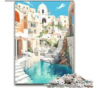 1000 Piece Jigsaw Puzzles for Adults Gifts Santorini Greece Travel, for Age 14+ Suitable for Couples Fun at Home Activities, Birthday Present,Travel Gifts 75x100cm