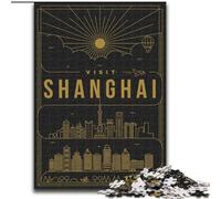 1000 Piece Jigsaw Puzzles for Adults Gifts Shanghai China, for Age 14+ Suitable for Couples Fun at Home Activities, Birthday Present,Travel Gifts 50x75cm