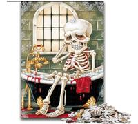 1000 Piece Jigsaw Puzzles for Adults Gifts Skeleton Taking A Bath, for Educational Game Challenge Toy Enhance Memory for Age 14 (Size50x75cm)