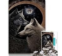 1000 Piece Jigsaw Puzzles for Adults Gifts Skoll And Hati Norse Wolf Adult Puzzles,Staycation Kill Time with Fully Interlocking Randomly Shaped Pieces 38x26cm