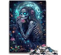 1000 Piece Jigsaw Puzzles for Adults Gifts Skull Girl Under The Moon Game Toys Every Piece Is Unique - Challenging Family Fun Game 26x38cm