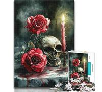 1000 Piece Jigsaw Puzzles for Adults Gifts Skull Red Rose Candle Teenager Jigsaw,Artistic Wall Decor & Birthday Gift Idea for Friends, Home Office 26x38cm