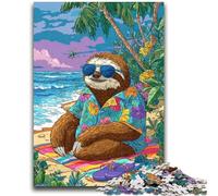1000 Piece Jigsaw Puzzles for Adults Gifts Sloth at The Beach Game Toys Every Piece Is Unique - Challenging Family Fun Game 50x75cm