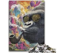 1000 Piece Jigsaw Puzzles for Adults Gifts Smoking Chimpanzee Stress Reliever Staycation Kill Time Wishlist with Santa Claus 50x75cm