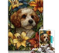 1000 Piece Jigsaw Puzzles for Adults Gifts Stained Glass Dog Teenager Puzzles,Artistic Wall Decor & Birthday Gift Idea for Friends, Home Office (size 38x26cm)