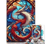 1000 Piece Jigsaw Puzzles for Adults Gifts Stained Glass Dragon Teenager Puzzles,Family Educational Games Home Decoration Gift (size 75x50cm)