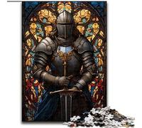 1000 Piece Jigsaw Puzzles for Adults Gifts Stained Glass Knight Help The Brain Exercise Addictive Toys to Cultivate Patience A Work of Art (size 50x75cm)