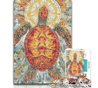 1000 Piece Jigsaw Puzzles for Adults Gifts Stained Glass Turtle Puzzles for Teenagers,Educational Family Game Suitable for Desktop Decoration (size 38x26cm)