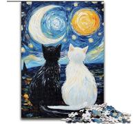 1000 Piece Jigsaw Puzzles for Adults Gifts Starry Sky Black And White Cat, Educational Toys for Is Ideal As A Gift for The Whole Family for And 14 Years Old (Size 26x38cm)