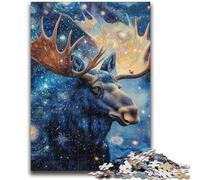 1000 Piece Jigsaw Puzzles for Adults Gifts Starry Sky Moose Family Entertainment Toys Educational Game for Birthday, Chrismas for Ages 14+ 50x75cm