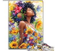1000 Piece Jigsaw Puzzles for Adults Gifts Sunflower African Woman, Educational Toys for Is Ideal As A Gift for The Whole Family for And 14 Years Old (Size 26x38cm)