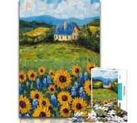 1000 Piece Jigsaw Puzzles for Adults Gifts Sunflower Field Puzzles for Teenagers,Educational Family Game Suitable for Desktop Decoration (size 75x50cm)