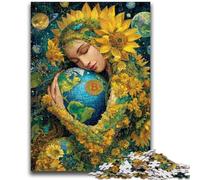 1000 Piece Jigsaw Puzzles for Adults Gifts Sunflower Girl for Educational Game Challenge Toy Artists Collection, Fine Art 26x38cm