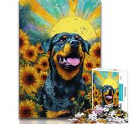 1000 Piece Jigsaw Puzzles for Adults Gifts Sunflower Rottweiler,Decompressing Intellectual Educational Toy Birthday Present,Gifts 50x75cm