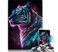 1000 Piece Jigsaw Puzzles for Adults Gifts Synthwave Tiger Puzzles for Adults,Perfect for Game Nights, Colorful Toy for Home Gift (size 75x50cm)