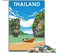 1000 Piece Jigsaw Puzzles for Adults Gifts Thailand Travel Poster Educational Toys Unique Home Decor And Gifts for And Age 14 Years Up (38x52cm) 1000pcs