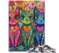 1000 Piece Jigsaw Puzzles for Adults Gifts Three Cute Adorable Cats Educational Games Home Decoration Educational Game for Birthday, Chrismas 26x38cm