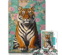 1000 Piece Jigsaw Puzzles for Adults Gifts Tiger in The Bathroom Adult Jigsaw,Game Toys Every Piece Is Unique - Challenging Family Fun Game 50x75cm