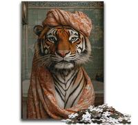 1000 Piece Jigsaw Puzzles for Adults Gifts Tiger in The Bathroom Teenager Jigsaw,Artistic Wall Decor & Birthday Gift Idea for Friends, Home Office (38x26cm)