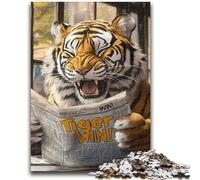 1000 Piece Jigsaw Puzzles for Adults Gifts Tiger Reading A Newspaper Challenging To Complete But Fun And Humorous Educational Game for Birthday 26x38cm