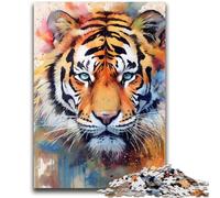 1000 Piece Jigsaw Puzzles for Adults Gifts Tiger Watercolors Learning Educational Toy for Is Ideal As A Gift for The Whole Family 26x38cm