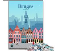 1000 Piece Jigsaw Puzzles for Adults Gifts Travel to Bruges, for Age 14+ Suitable for Couples Fun at Home Activities, Birthday Present,Travel Gifts 50x75cm