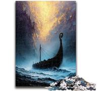 1000 Piece Jigsaw Puzzles for Adults Gifts Viking Drakkar Boat Adult Puzzles,Fun Present & Activity for Home,Toy for Rainy Days (38x26cm)